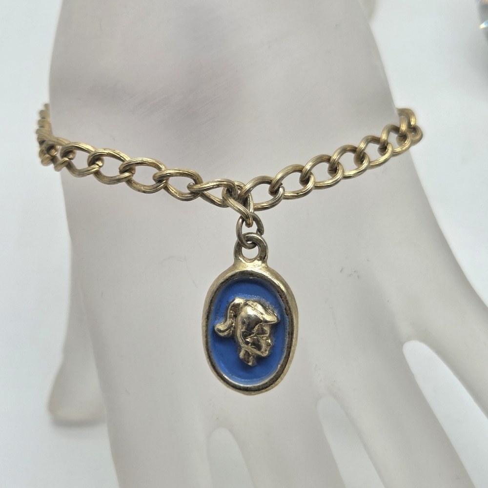 vintage barbie charm bracelet mattel 1963 costume gold tone blue enameled 7in